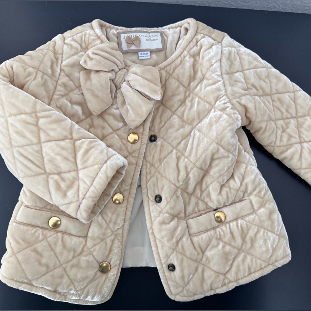 Janie and Jack Quilted Tan Kids Puffer Jacket